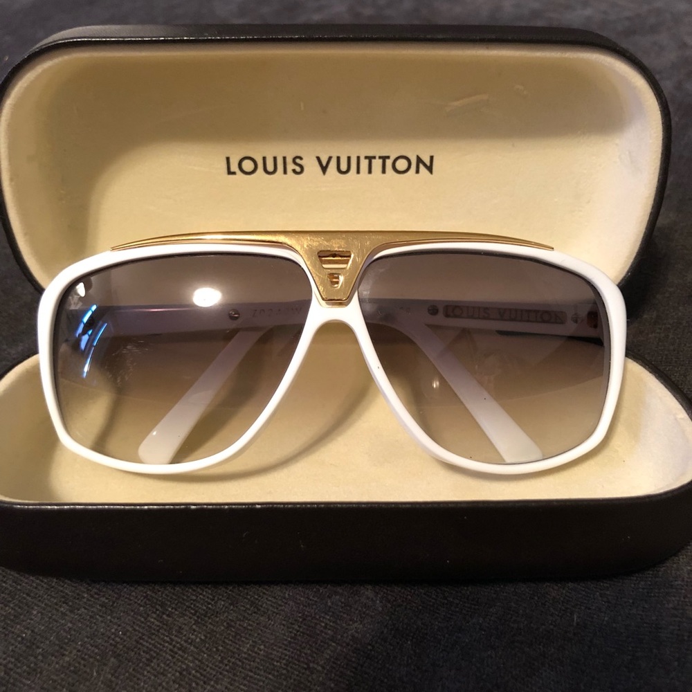 Louis Vuitton Mascot Sunglasses White & Gold Mens